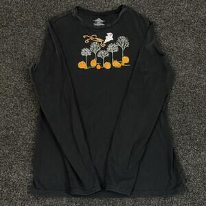 Halloween Shirt Youth 12-14 Black Ghost Pumpkin Long Sleeve Graphic T Shirt
